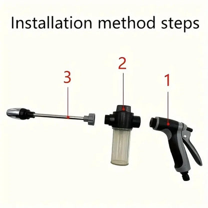 Portable High-Pressure Water Gun Adjustable Nozzle Sprinkler Foam Water Gun , Pet Clean